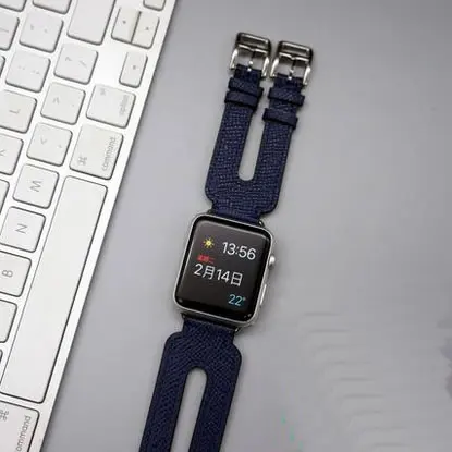 Натуральная кожа ремешок для apple watch группа 42 мм/38 Двойная застежка Браслет ремешок для iwatch замена часы ремешок - Цвет ремешка: Dark Blue