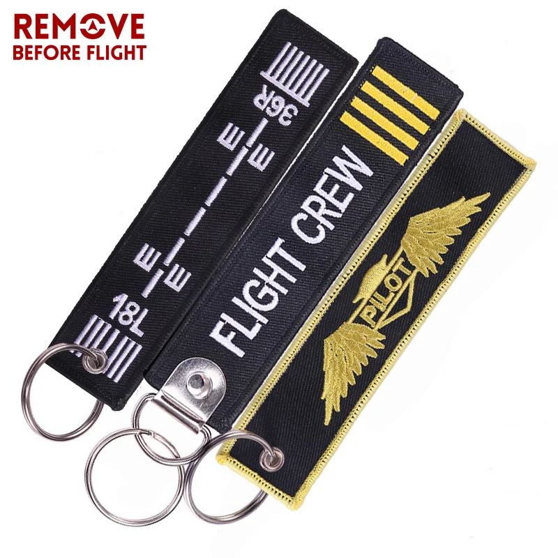 Remove Before Flight Red Embroidery Key Chains3