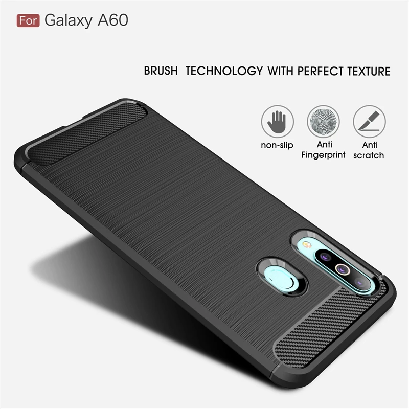 sFor Samsung Galaxy A60 Case Shockproof Tough Bumper Carbon Fiber Case For Samsung A60 A606F/DS Cover For Galaxy A60 Coque Capas
