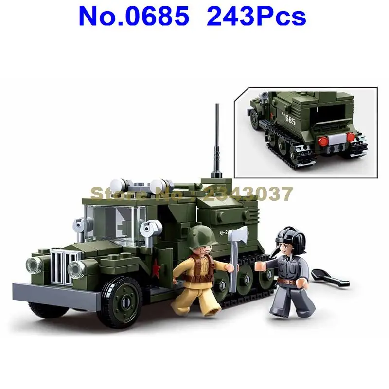 Sluban 243 шт военные ww2 мировой войны ii полутрек строительные блоки для грузовиков