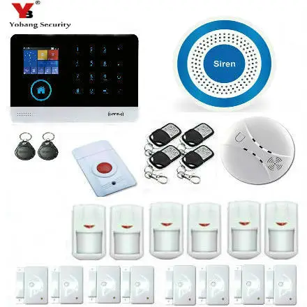 

Yobang Security Wireless WIFI Remote Control Home Security GSM Alarm System with Auto dial Siren Sensor Wireless Smoke Detector