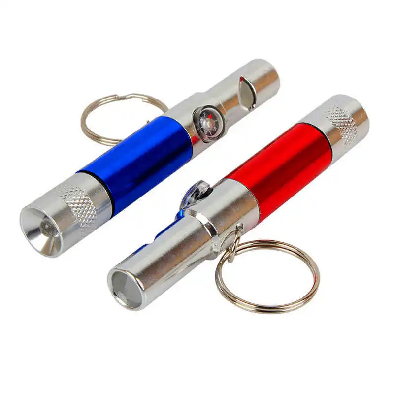 3-In-1 Keychain Flashlight Compass Whistle Camping Survival Hiking Tool powerful led flashlight  random color #4S6 (3)