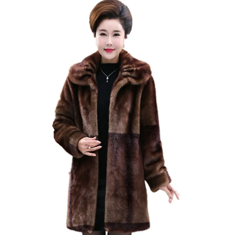 Новая модная зимняя женская Высококачественная шуба из искусственного меха, одноцветная шуба из искусственного меха норки, пальто большого размера, женское тонкое пальто AS837