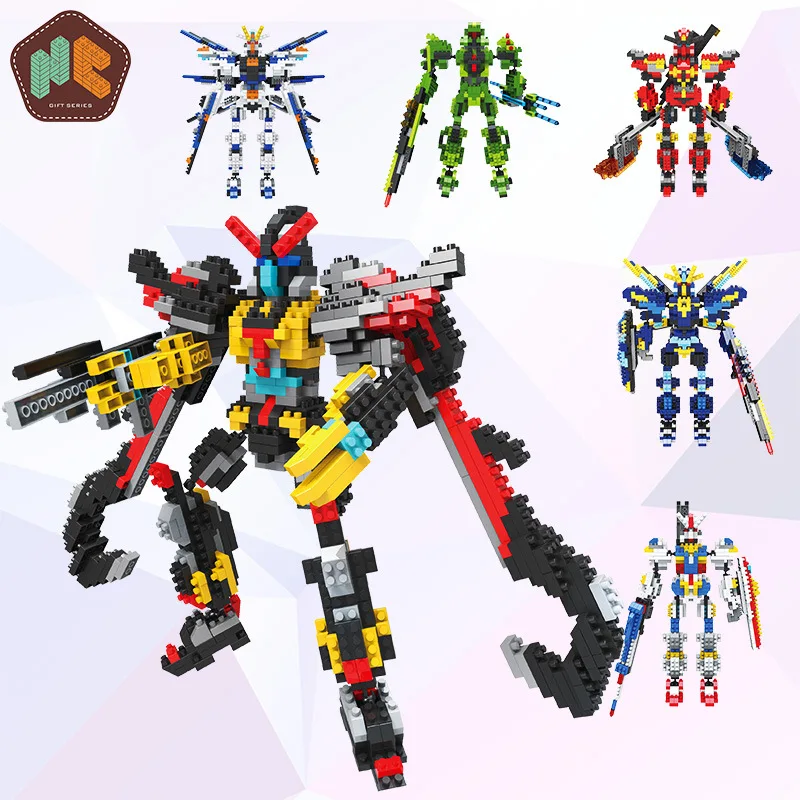 

Small Blocks Cartoon Building Bricks Anime brinquedos Model Toy Gundam auction Figures Kids Gifts Christmas Children Present