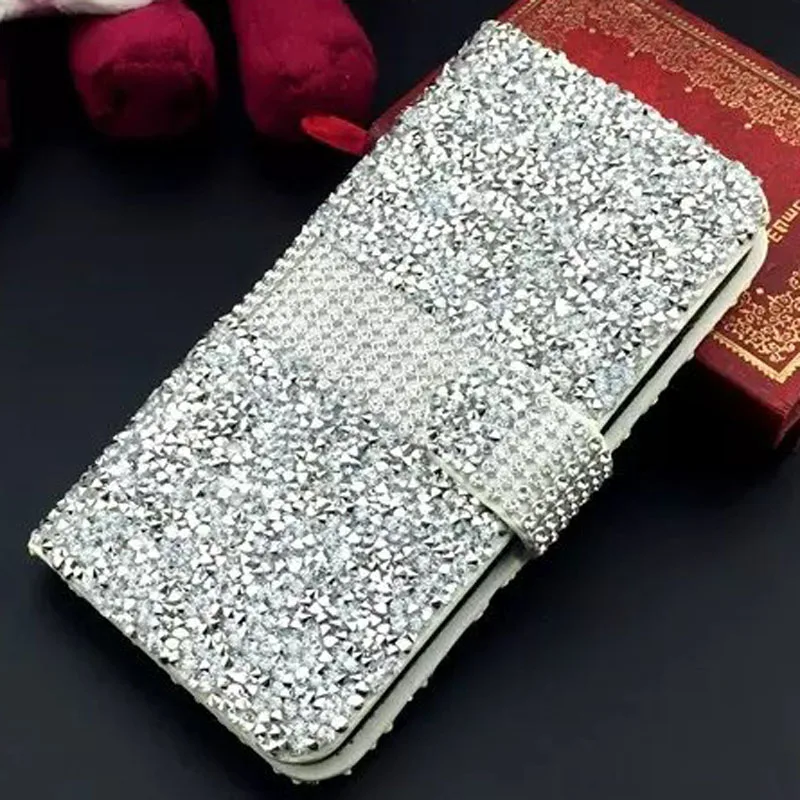 Luxury Rhinestone Leather Case Diamond Phone Cover Bling Crystal Flip Card Bag coque fundas for iPhone 7/ 7 Plus 6s/ 6 | Мобильные
