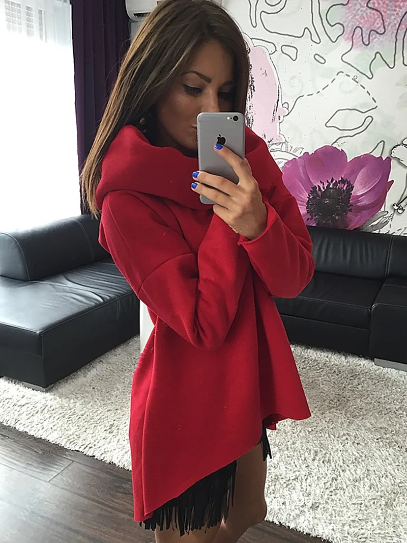 

Women Winter Hoodies Scarf Collar Long Sleeve Fashion Casual Style Autumn Sweatshirts 2016 S-XL EPHO80216
