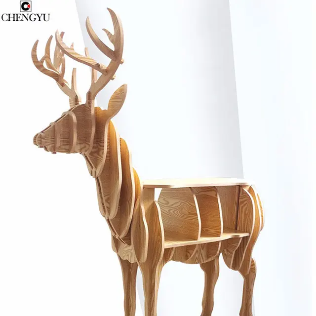 Modern Creative Elk Wood Deer Desk Coffee Table Wooden Home Modern Creative Elk Wood Deer Desk Coffee Table Wooden Home Furniture Storage Study Book Shelf Household Side 72 64 26cm