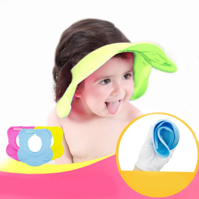 Регулируемая детская кавайная шапочка для душа для малышей, детский шампунь для купания, водонепроницаемая шапочка для мытья волос, кепки с прямым козырьком для малышей