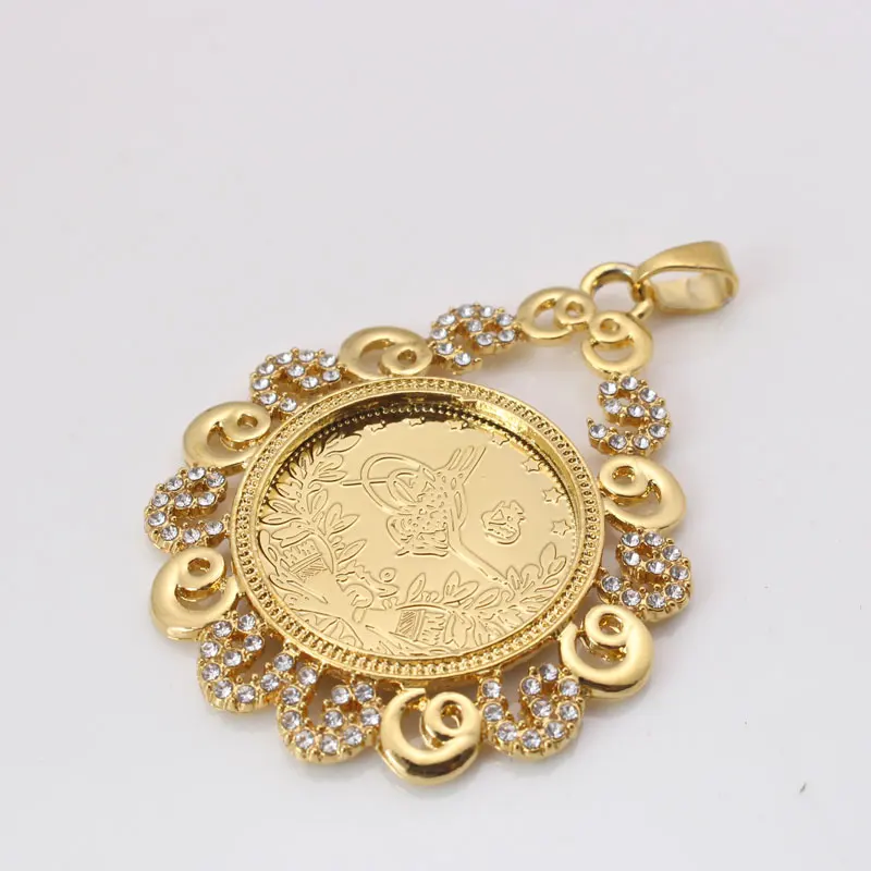 ZKD ислам арабских Золотая монета Цвет Турции Монеты Кулон Цепочки и ожерелья мусульманских Османской монеты ювелирные изделия
