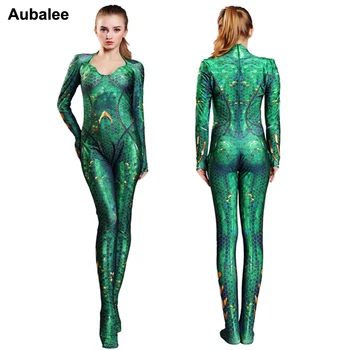 

Aquaman Mera Sea Queen Cosplay Costume Sexy Women 3D Print Spandex Tight Bodysuit DC Superhero Child Girls Halloween Party Suit