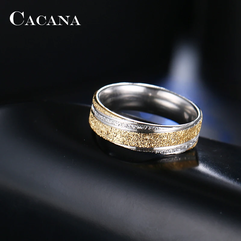 CACANA Stainless Steel Rings For Women Personalized Fashion Shining Sand On Jewelry Wholesale NO.R81
