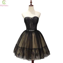 SSYFashion новые пикантные короткие черные без бретелек рукавов