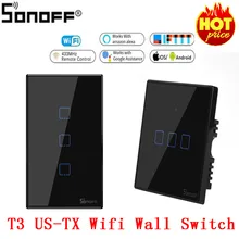 SONOFF T3 US/EU/UK TX 1/2/3 Gang 433 RF Ewelink Control Smart Wifi Touch Wall Light Switch Basic Work With Alexa Google Home