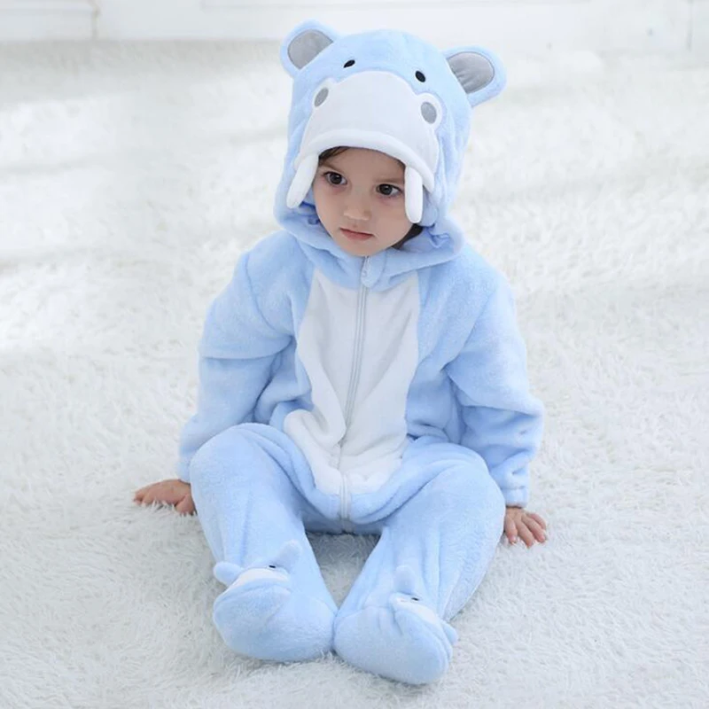 Ребенок Бегемот Kigurumi Пижама для малышей Комбинезоны новорожденных комбинезон