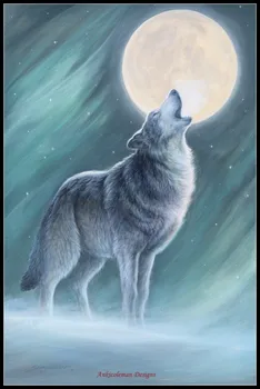 

Embroidery Counted Cross Stitch Kits Needlework - Crafts 14 ct DMC Color DIY Arts Handmade Decor - Howling at the Moon