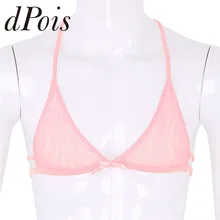 Gay Mens Sissy Lingerie Mesh See Through Sheer Lace Y-shape Back Wire-free Unlined Triangle Bralette Bra Top Sexy Mens Underwear