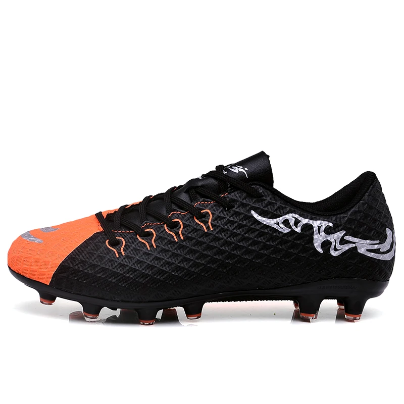 MAULTBY Men s Orange Black AG Sole Outdoor Cleats font b Football b font Boots Shoes