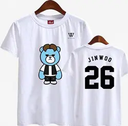Модная летняя футболка с короткими рукавами и круглым вырезом для влюбленных kpop winner с рисунком медведя из мультфильма и имя члена