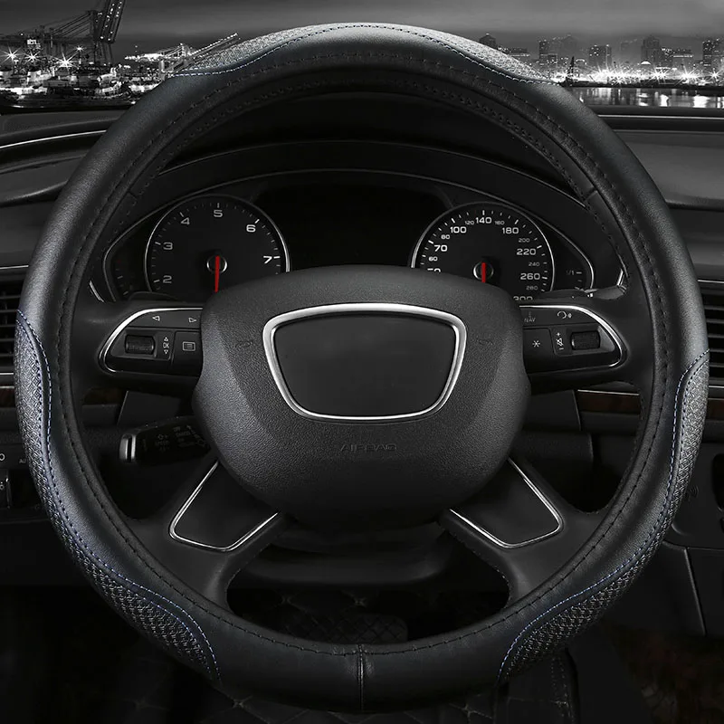 Genuine Leather Car Steering Wheel Cover Five Colors For