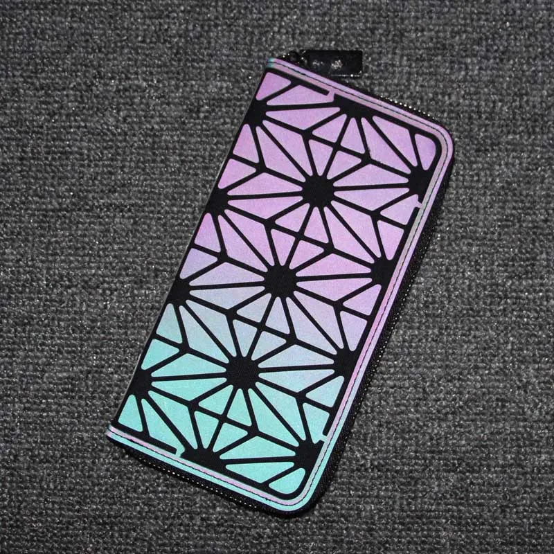 Luminous Women Long Wallets Geometric Lattice Wallet Women Clutch Purse Female Purse Card Holder cards noctilucent Purse