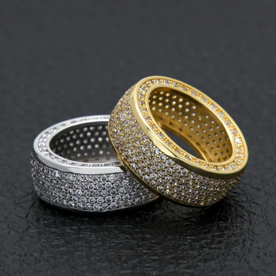 Hip hop Stainless Steel Cubic Zirconia Rings Iced Out High Quality Micro Pave CZ Rings Women & Men Gold Silver Finger Ring