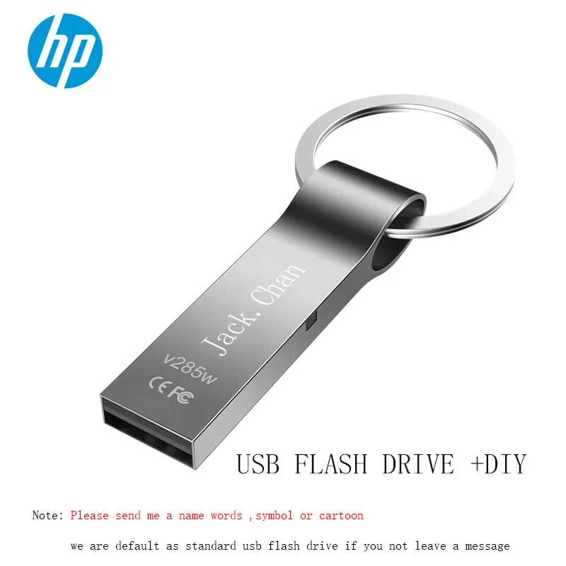 hp usb флеш-накопитель cle usb 16 ГБ 32 ГБ 64 Гб memoria usb брелок металлическая Флешка новейший диск на ключ Флешка дропшиппинг - Цвет: V285 plus DIY logo