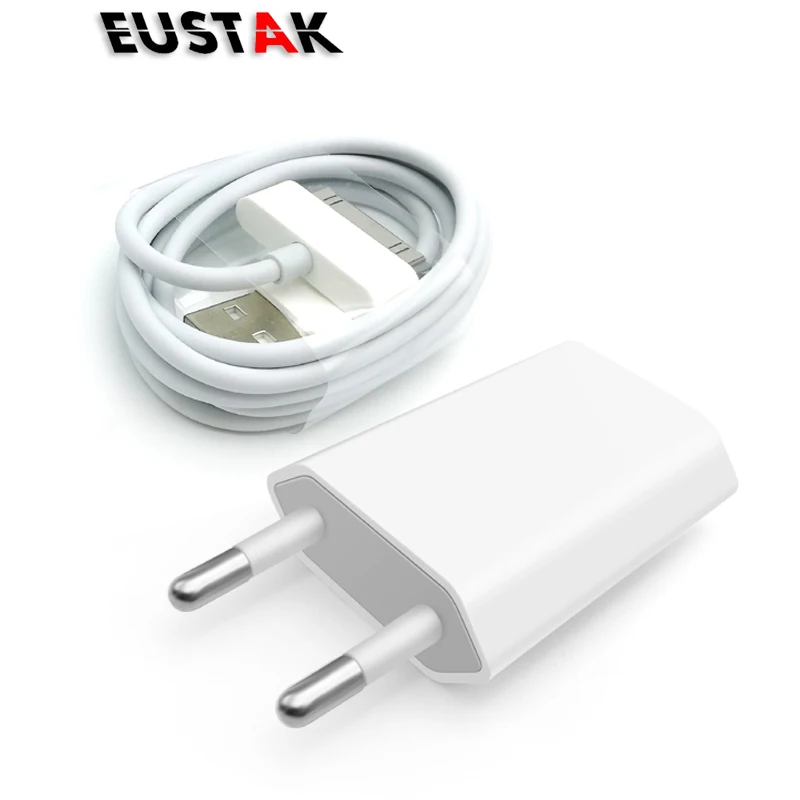 Eustak для iphone 4 USB зарядное устройство 30 pin штепсельная вилка ЕС AC путешествий