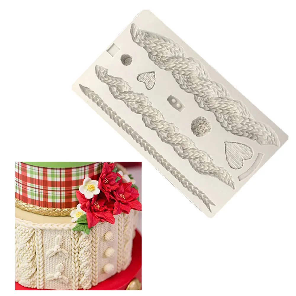 

Knitted texture 3D Food grade Silicone Mold Cake Border Fondant Cake Decorating Tool Baking Cookie Chocolate Candy Mould
