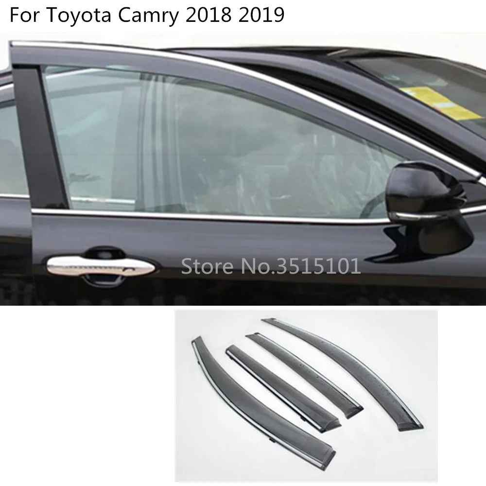 Car Plastic Window Glass Wind Visor Rain Sun Guard Vent Frame Lamp