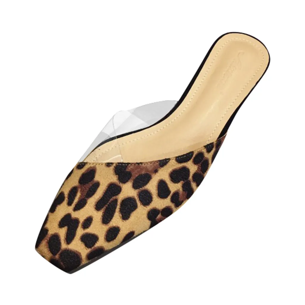 

Slippers Women Wear Leopard-print Baotou Half-point Flat Shoes Without Heel Lazy Gladiator Roman Shoes Flat Sandals Shoes Apr 30