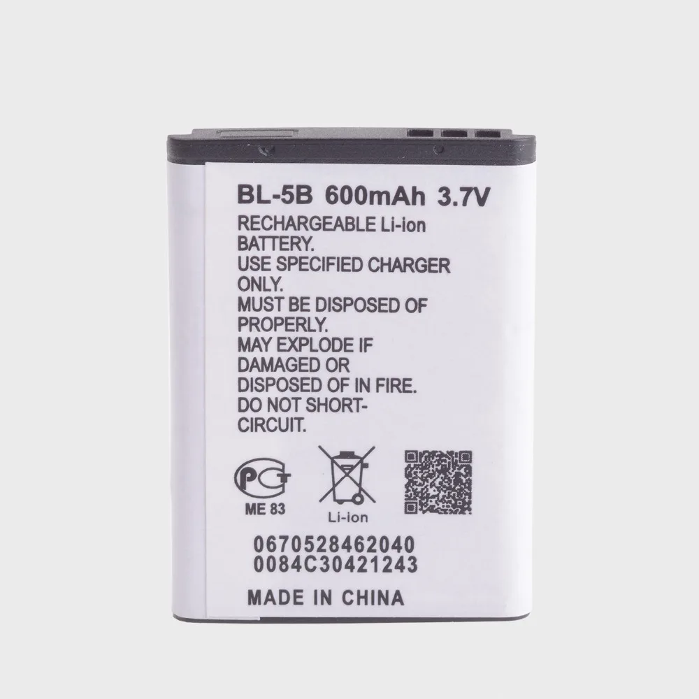 

BL-5B BL 5B High Capacity Battery for Nokia 3230 5070 5140 5140i 5200 5300 5500 6020 6021 6060 BL-5B Battery