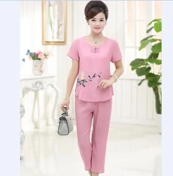 2016 New summer fashion floral printing women's short sleeve suits with