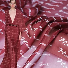 Pearlsilk 6momme шелк шифон Красные слова напечатаны шелк тутового шелкопряда материалы летнее платье Сделай Сам одежда ткани