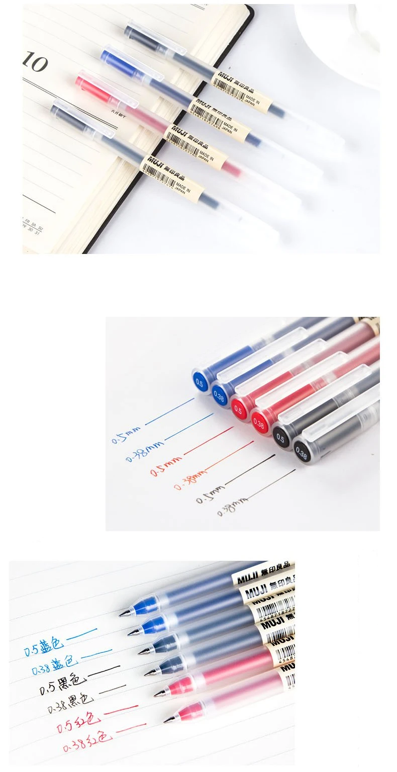 1 шт MUJI гелевая ручка 0,38/0,5 мм черные/синие/красные гладкие цветные матовые ручки милые Caneta Kawaii школьные принадлежности офисные стационарные