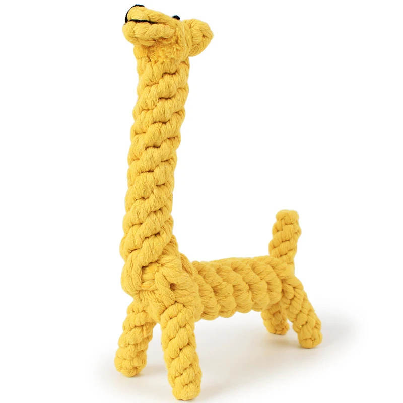 Желтый милый жираф хлопчатобумажная веревка для чистки зубов жевательные игрушки для собак животные игрушки для домашних животных - Цвет: Цвет: желтый