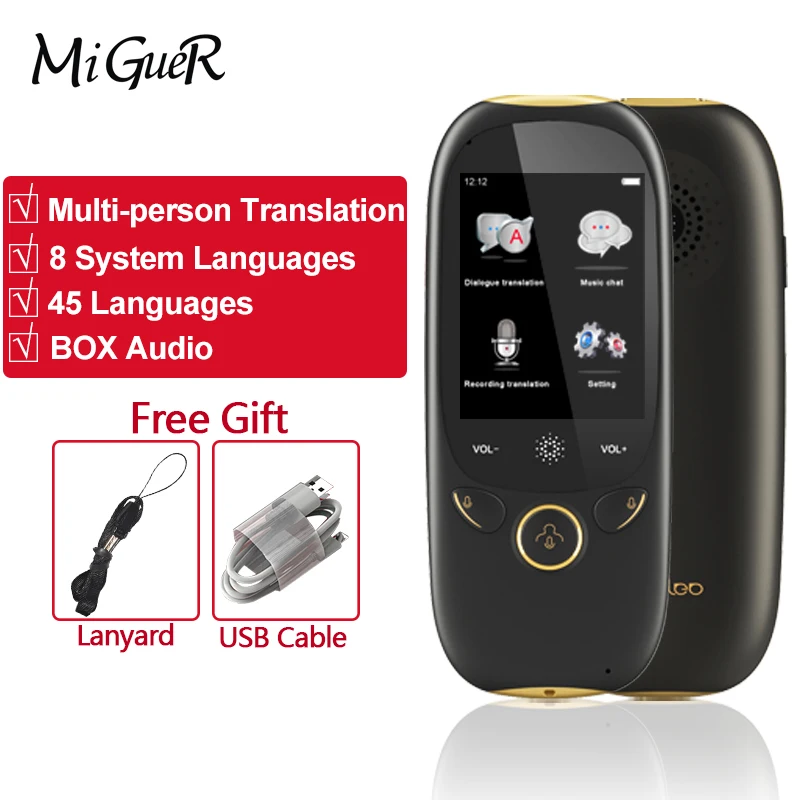 

Boeleo K1 AI Smart Voice Translator Wifi Hospot Handheld Real Time Instant 75 Languages 2.0” Touch Screen 1280mAH Translation