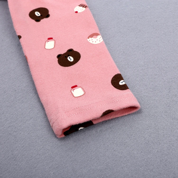 cartoon bear print long sleeve  baby homewear  O-Neck baby clothes set elastic breathable fabric (8)