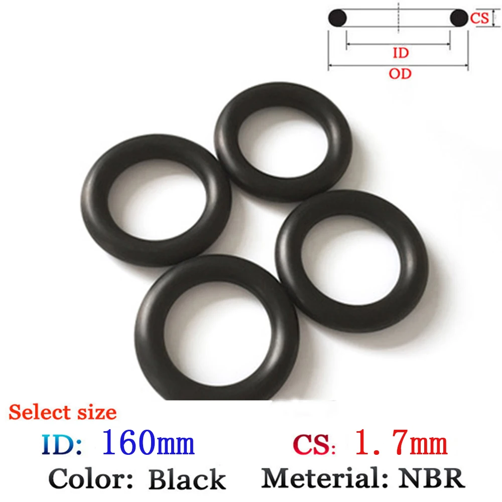 Cs1.7mm Id160mm Nbr Fluoro Rubber Oring Washer Seal Plastic Gasket