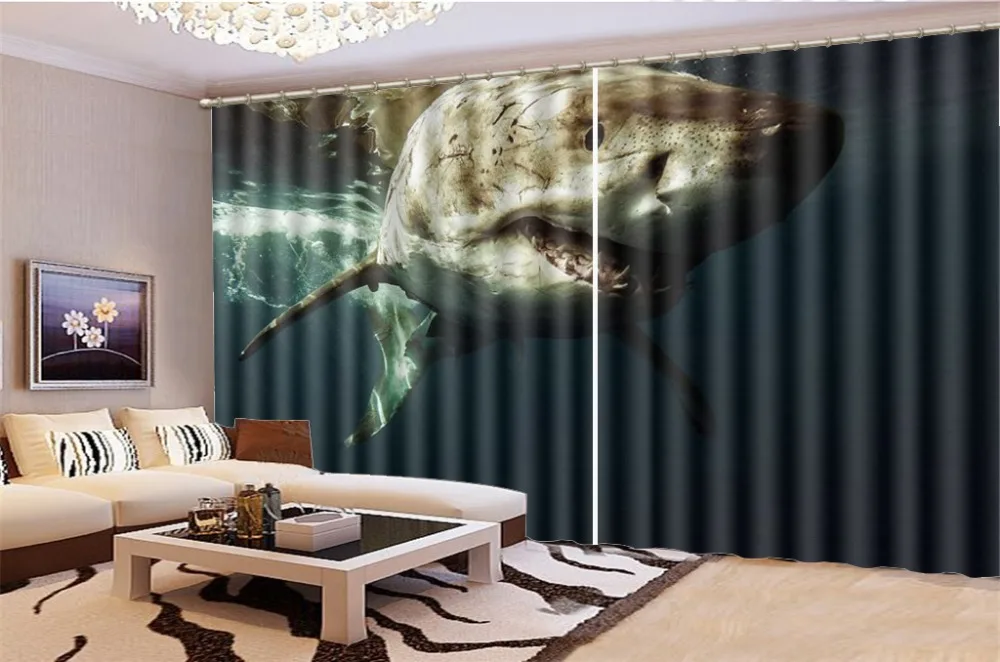 3d занавеска для окна продвижение ожесточенная морская Акула пользовательские гостиная спальня красиво украшенные занавески s
