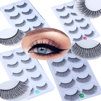 

NEW 5 pairs real mink eyelashes natural false eyelashes 3D mink lashes makeup soft fake eyelash extension hand made eyeashes