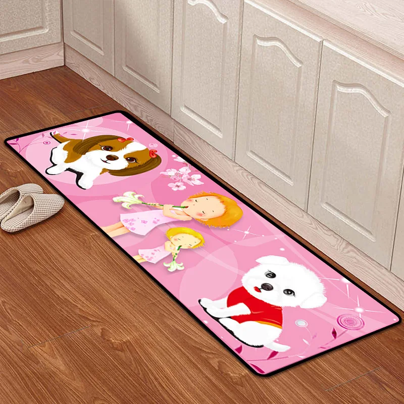Zeegle, кухонный коврик, 3D принт, коврики, ковер, водонепроницаемый, для помещений, дверной коврик, коврики для гостиной, длинные, кухонные коврики - Цвет: pink dog