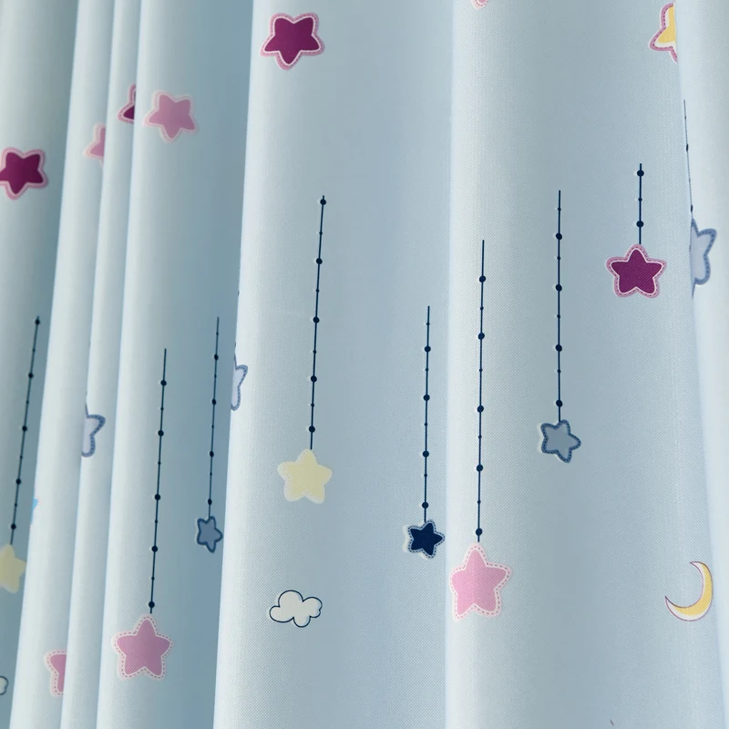 Cartoon Tree Castle Printed Window Curtains for Children Kids Bedroom Living Room Sheer Window Drapes Blue Color