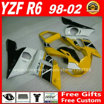 

Cheap Fairings kit for 1998 - 2002 YAMAHA YZF R6 yellow plastic parts yzfr6 1999 2000 2001 98 99 00 01 02 fairing kits C9Z1