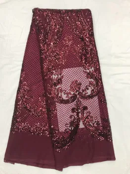 

Latest high quality African tulle lace Sequince fabric Flower basket design for 2019Christmas Evening Dresses Winn889q 5Yds/Pcs