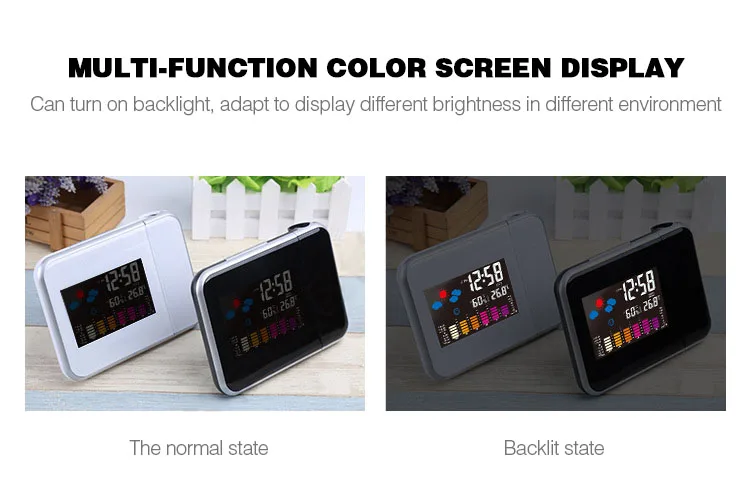 Loskii DC-003 Digital Wireless Hygrometer Therometer LED Projection Weather Station Alarm Clock 
