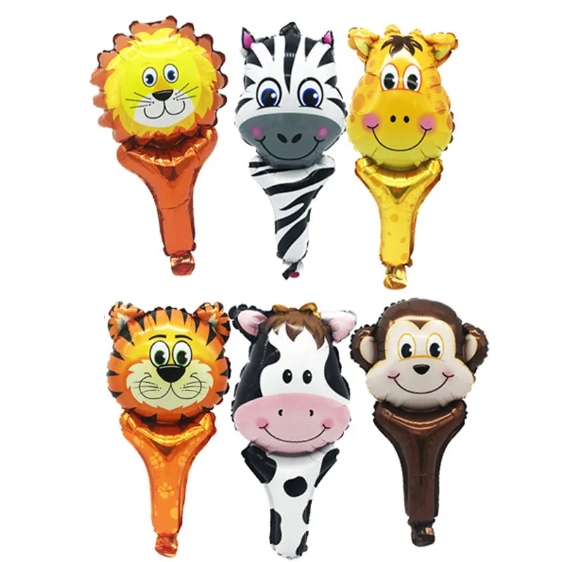 18pcs/lot Animals party balloons hand cheering lion tiger zebra giraffe hand toy balloons for kid birthday balloons