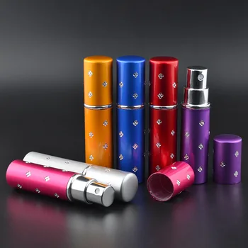 

Free Shipping 5ML 50pcs Mini Cute Portable Diamond Refillable Perfume With Spray&Empty Parfum Case-7 colors