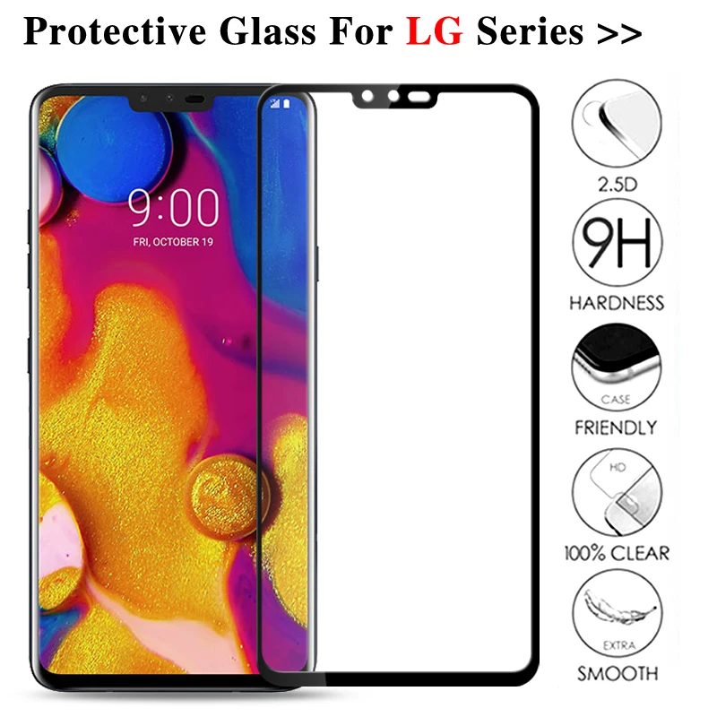 

9H Protective Glass For LG V40 V50 V20 V30 K10 K8 2018 2017 G6 G8 Screen protector For LG Q60 K50 Full Cover Tempered Glass Film