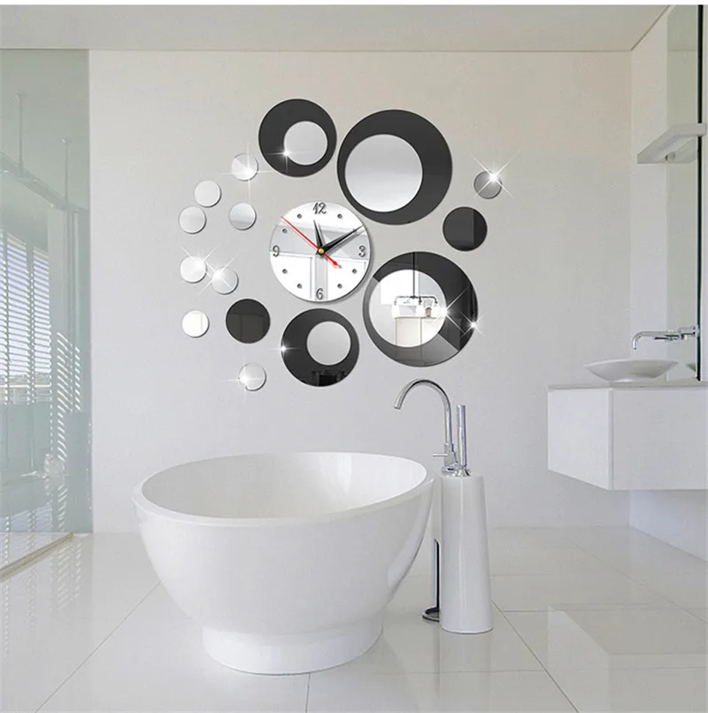 3D new large Modern Home DIY Wall Clock Mirror Circle Clock for Living Room Bedroom Decoration silent self adhesive sticker klok (7)