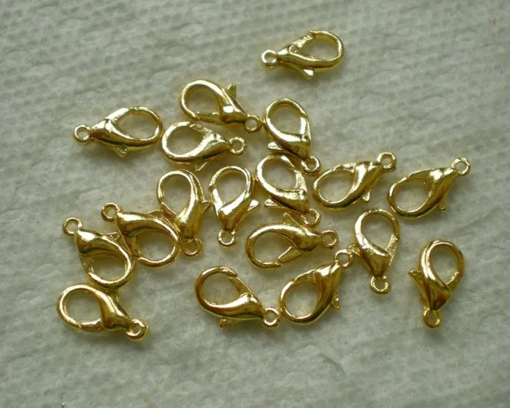 50pcs12mm Gold Plated Lobster Claw Clasp Beautiful Bead Decorative Diy